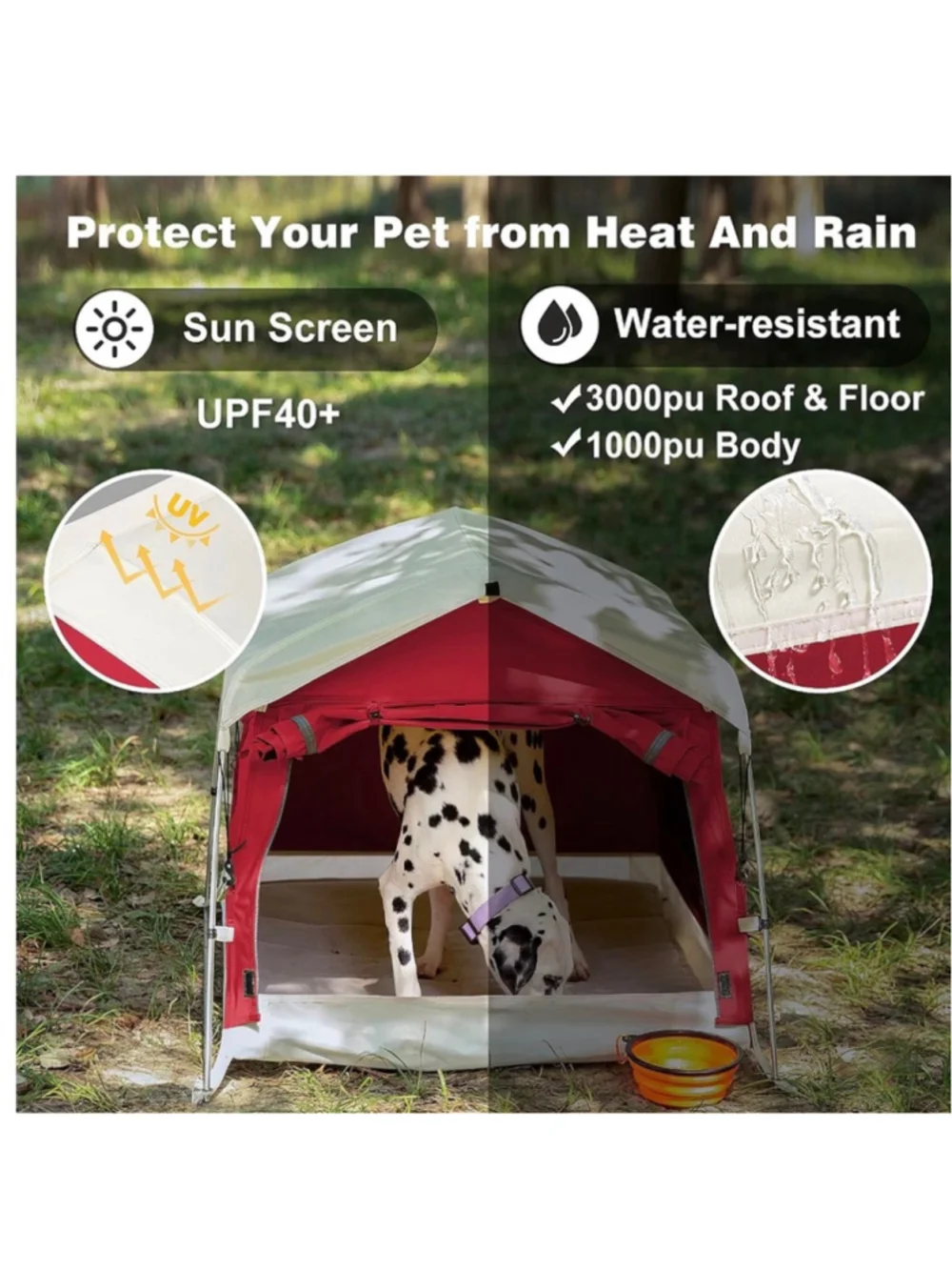 NEW Dog Tent Cotton Fabric Aluminum Poles Camping Mat Cooling Weatherproof Large